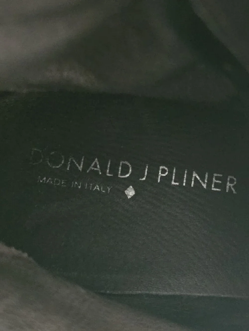Donald J Pliner Black Shoe Interior with Silver Logo